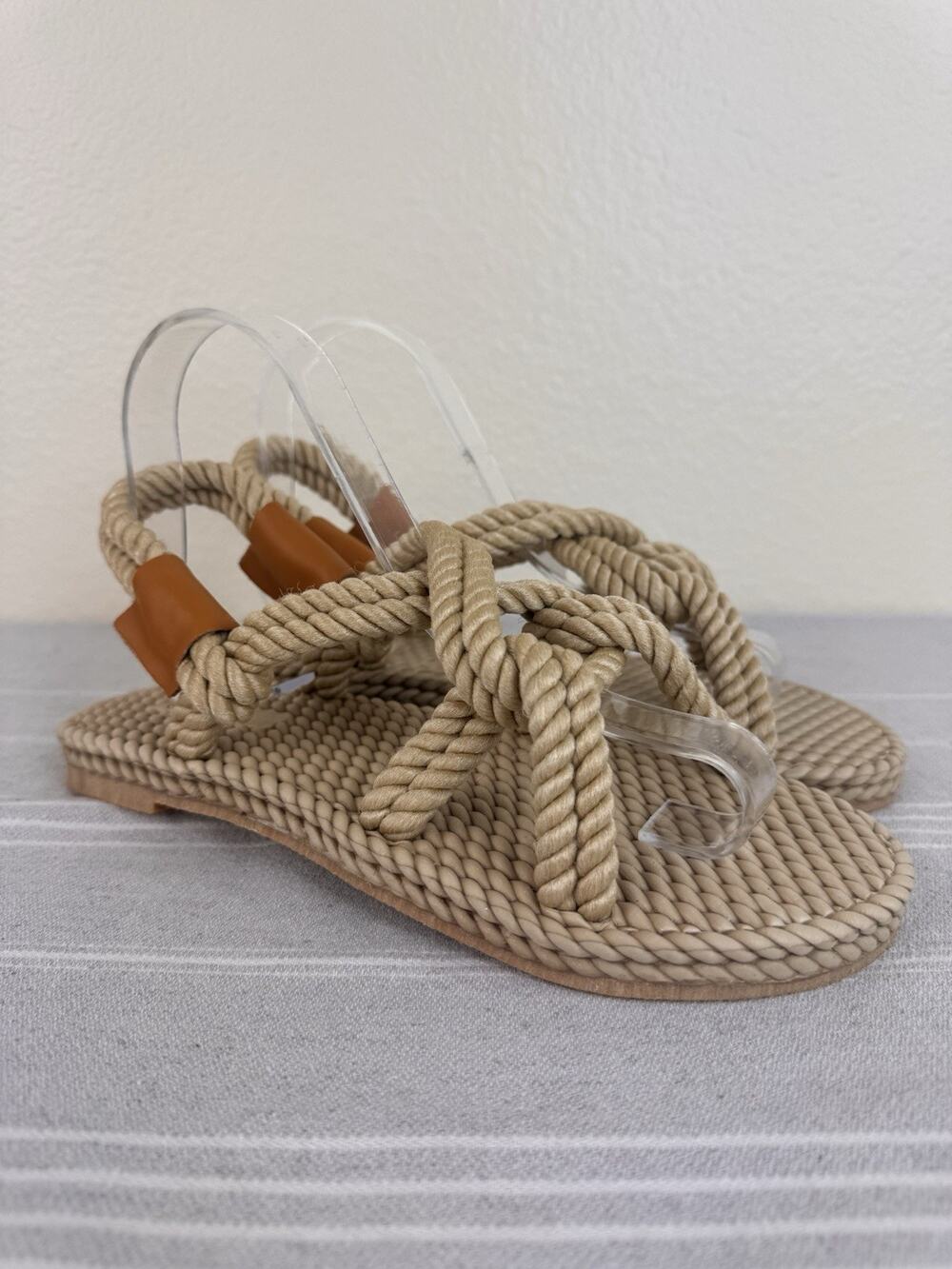 Strappy Braided Rope Sandals Hippie Boho Festival Beach Flat Summer Cream Tan 8